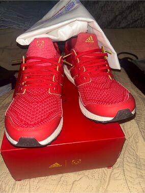 Chinese New Year adidas Red Knit Sneakers with Gold